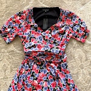 Dynamite Floral Wrap Short Sleeve Maxi Dress